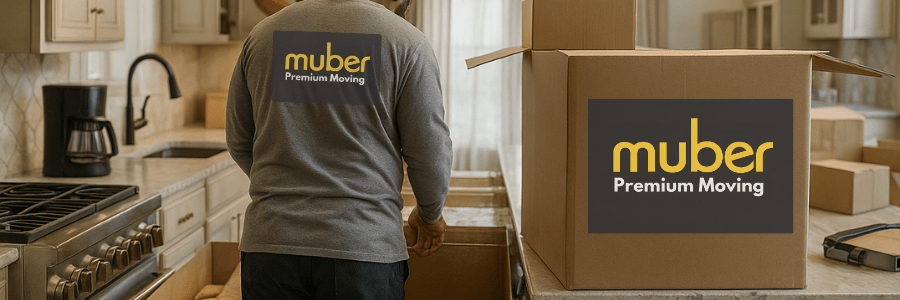 Residential moving team carrying boxes into a home